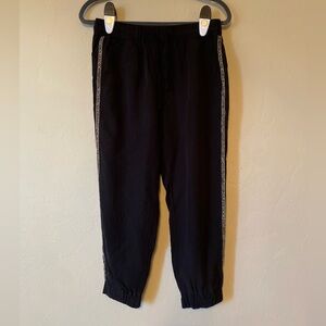 Zara black embellished stripe tencel joggers S